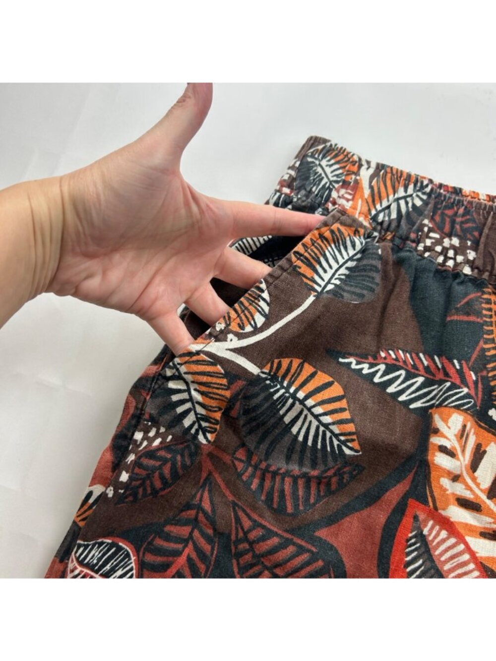 Cynthia Rowley Dark Palm Print Linen Lounge Pant L - Picture 3 of 8